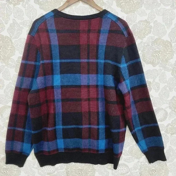Club Room Wool Blend Plaid Sweater Men's XL Crewneck Pullover - Picture 2 of 8